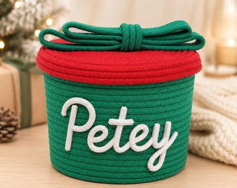Personalized Cotton Rope Basket with Lid, Custom Name Storage Basket, Nursery Organizer, Small Toy Bin, Kids Name Gift, Baby Shower Gift