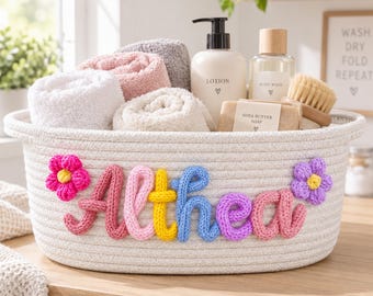 Cestino portaoggetti personalizzato per bambini, organizer per giocattoli con nome personalizzato, cestino regalo per baby shower, contenitore per cameretta, contenitore per la stanza dei giochi, regalo di compleanno per bambini piccoli