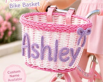 Cesta personalizada para bicicleta infantil, cesta para bicicleta con nombre personalizado, cesta para patinete, regalo de cumpleaños para niños, cesta para bicicleta de niña, cesta para bicicleta de niño