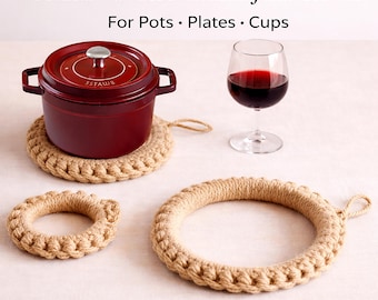 Handwoven Natural Jute Trivet, Heat Resistant Pot Holder, Handmade Crochet Trivet, Eco Friendly Kitchen Decor, Housewarming Gift