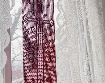 chart pattern for this fantasy sword filet crochet tapestry