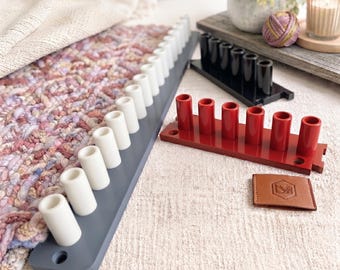 Modular Chunky Blanket Knitting 9" 1In Peg,3D Printed Expandable Yarn Beginner Loom Kit,Customizable Plastic Knitting Board for Giant Wool
