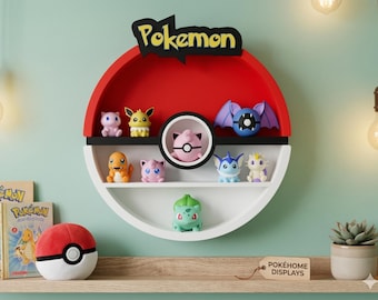 Expositor de figuras Pokémon - Estante de pared y organizador de escritorio con Pokéball - Soporte de Pokémon personalizado con impresión 3D - Regalo para fans y coleccionistas de Pokémon