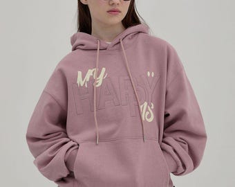 My Happy Is Embossed Graphic Oversized Hoodie