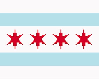 Patrón de bordado de la bandera de Chicago (15 x 10 cm) - Descarga digital