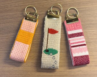 Needlepoint Finishing - Key fob, keychain, metal clasp