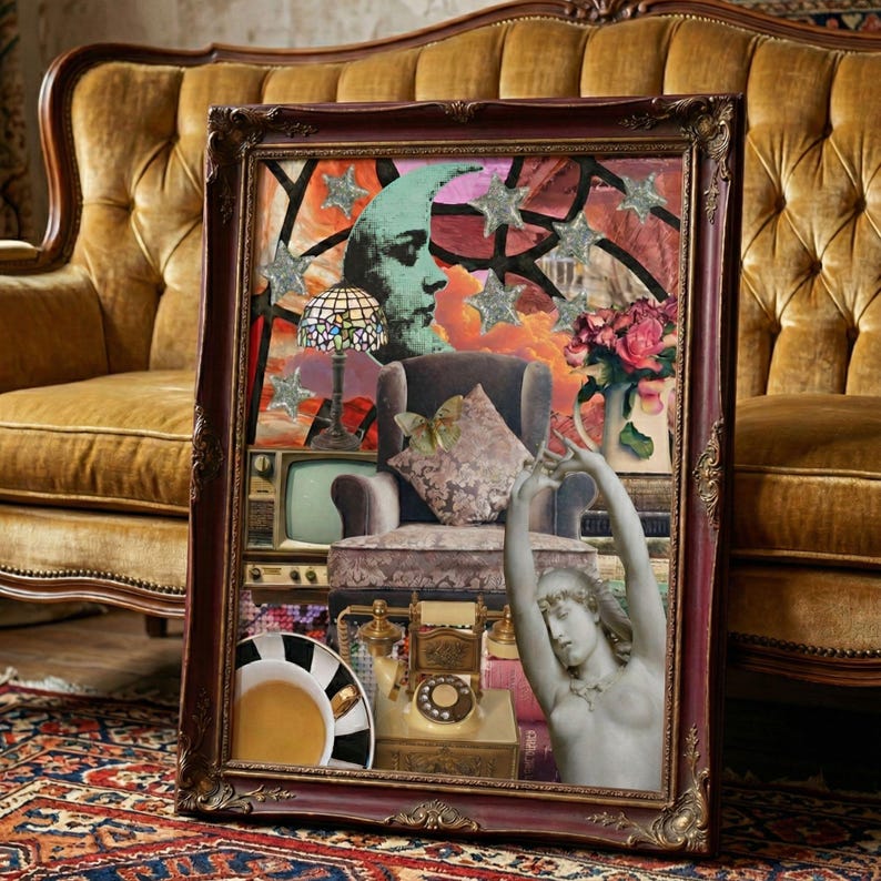Handmade Visuals Whimsigoth Digital Print Witchy Bedroom Eclectic Collage Wall Art ...