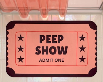 Alfombra de baño con humor para adultos, decoración kitsch para el baño, alfombra de ducha retro, estética nostálgica para el hogar, artículos para el hogar originales y extravagantes, idea de regalo divertida para inauguración de casa.