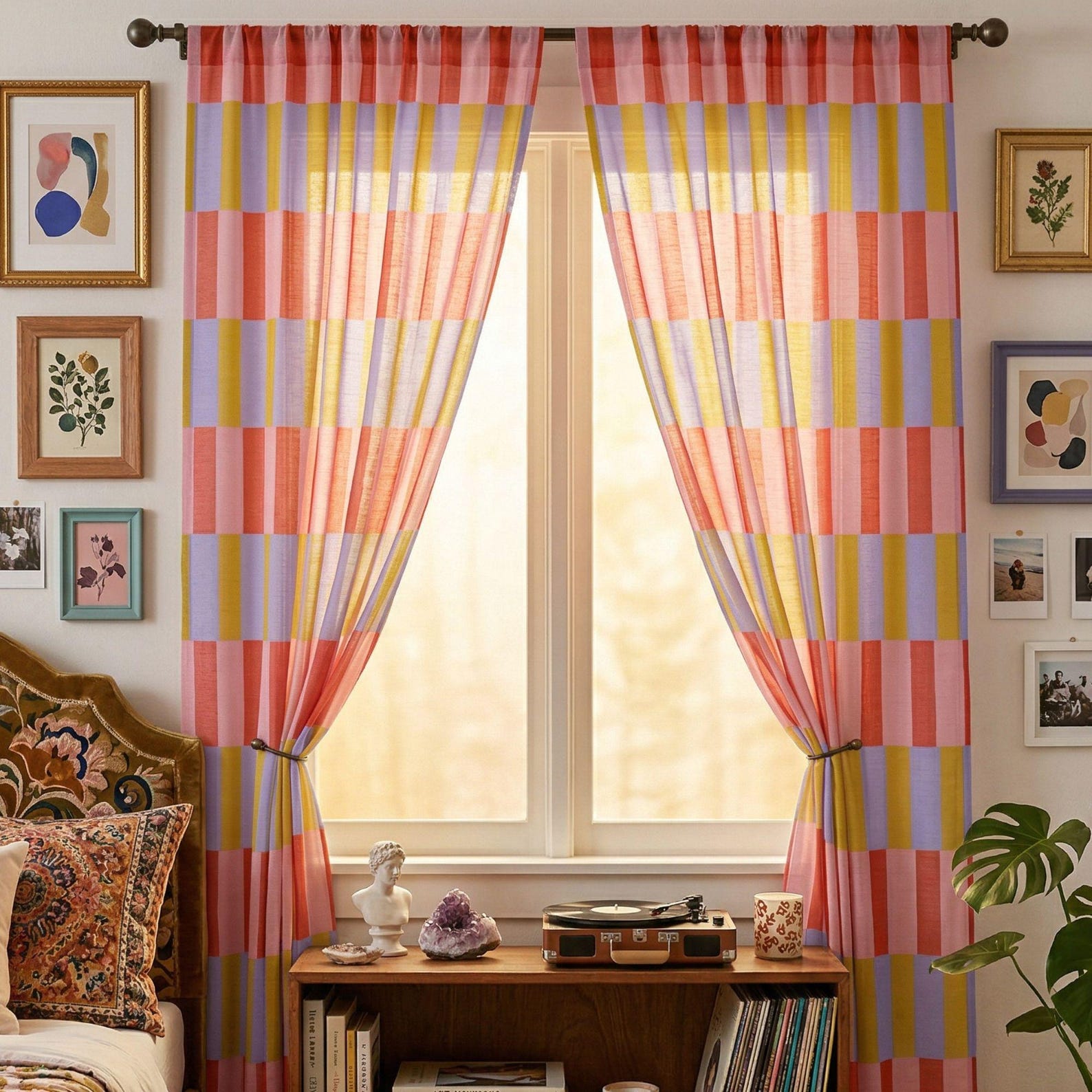 Colorblock Window Curtain Midcentury Nostalgia Living Room Maximalist ...