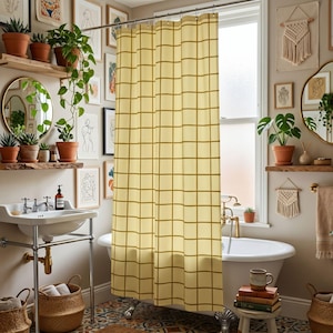 Relaxed Vibe Beachy Shower Curtain Mint Grid Design Sea Foam Blue Bathroom Decor Modern Homeware Retro Aesthetic Coastal Chic Gift Idea Retro Linear Graphic Sophisticated Color Palette Modern Apartment Essential Textured Fabric Screen Eye Catching Focal Point Artistic Bath Surround Heavy Duty Material Sustainable Material Choice Versatile Decorating Option Bold Statement Piece Alternative Lifestyle Accessory Comfortable Standing Surface