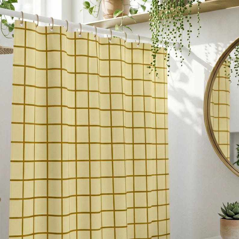 Coastal Chic Gift Idea Beachy Shower Curtain Mint Grid Design Sea Foam Blue Bathroom Decor Modern Homeware Relaxed Vibe Retro Aesthetic Stylized Abstract Theme Quality Interior Soft Goods Accessory Bold Saturated Hues Minimalist Maximalist Fusion Unique Artisan Graphic Contemporary Restroom Upgrade Personalized Housewarming Surprise High Resolution Print Detail Artistic Floor Covering Cheerful Morning Routine Essential Dopamine Decor Accent