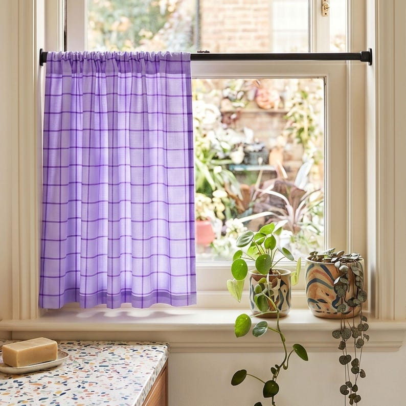 Grid Design Check Pattern Cafe Curtain Sheer Shabby Chic Decor Light Filtering Privacy Screen Eclectic Home Retro Kitchen Baking Gift Idea Nostalgic Mood Colorful Geometric Layout Privacy Screen Textile Art Piece Durable Fabric Hanging Creative Interior Styling Concept Groovy 70s Inspired Motif Bright Cheerful Daytime Essential Bold Statement Piece Alternative Lifestyle Decorative Media High Resolution Art Piece Retro Inspired Style