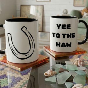 Minimalist Mug Western Coastal Cowgirl Aesthetic Coffee Cup Ceramic Yee Haw Gift Horse Enthusiast Country Kitchen Accessory Rustic Drinking