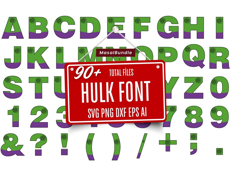 Hulk Letters Design Hulk Font SVG Bundle – Superhero Green Font, Numbers (digital Download ...