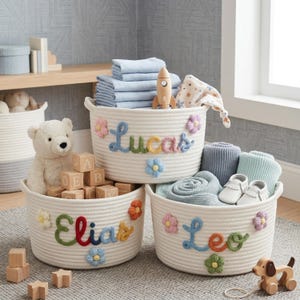 Custom Toy Basket,Baby Shower Gifts, Kids Gifts,Nursery Decor, Gifts for Baby,Custom Name Basket,Kid Toy Basket,Baby Name Gift,Home Storage