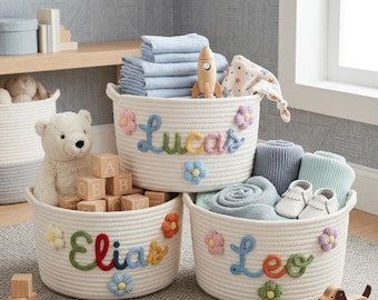 Benutzerdefinierte Spielzeug Korb, Baby-Dusche-Geschenke, Kinder Geschenke, Kinderzimmer Dekor, Geschenke für Baby, Benutzerdefinierte Name Korb, Kinderspielzeugkorb, Baby Name Geschenk, Home Lagerung