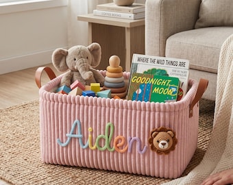 Cesta de presente personalizada para chá de bebê, cesta organizadora com nome personalizado, conjunto de presente para recém-nascido, caixa organizadora para quarto de bebê, caixa de lembranças para bebê