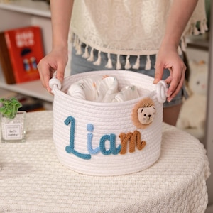 Cesta de juguetes personalizada, regalos para baby shower, regalos para niños, decoración de guardería, regalos para bebés, cesta con nombre personalizado, cesta de juguetes para niños, regalo con nombre de bebé, almacenamiento para el hogar