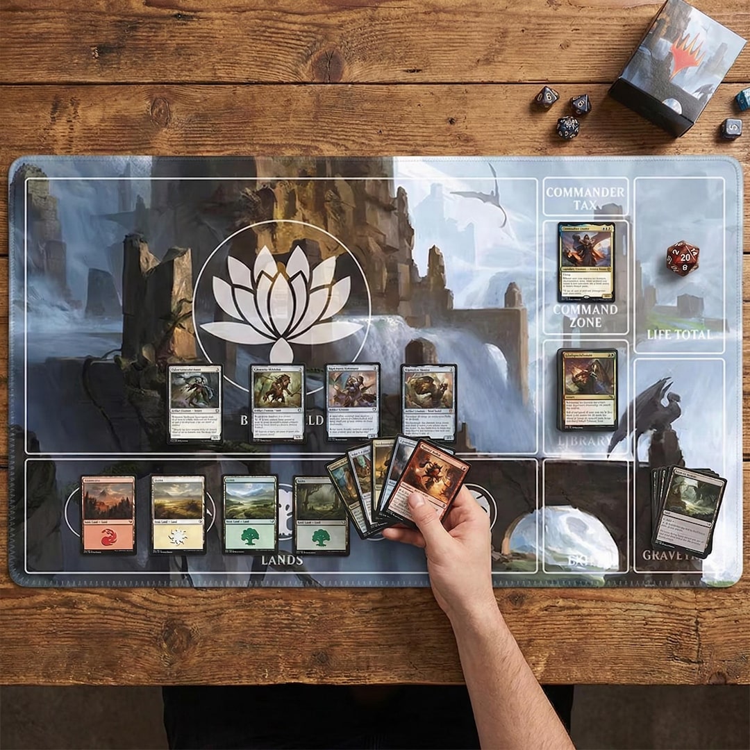 MTG Commander Playmat With Zones | Lotus Fantasy Art Magic the ...
