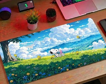 Snoopy Desk Mat – Custom Name Office Decor - Mousepad