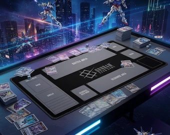 Gundam Card Game Playmat with Zones | 24x14 inches Card Mat for GCG Gift | Simple TCG Mat