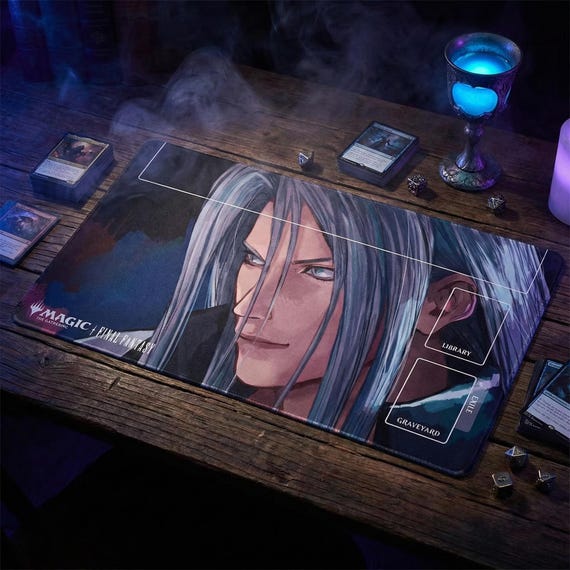 mtg final fantasy sephiroth playmat Sephiroth, Fabled SOLDIER Made with a soft fabric top to reduce damage to cards during play and a non Sephiroth - Final Fantasy -