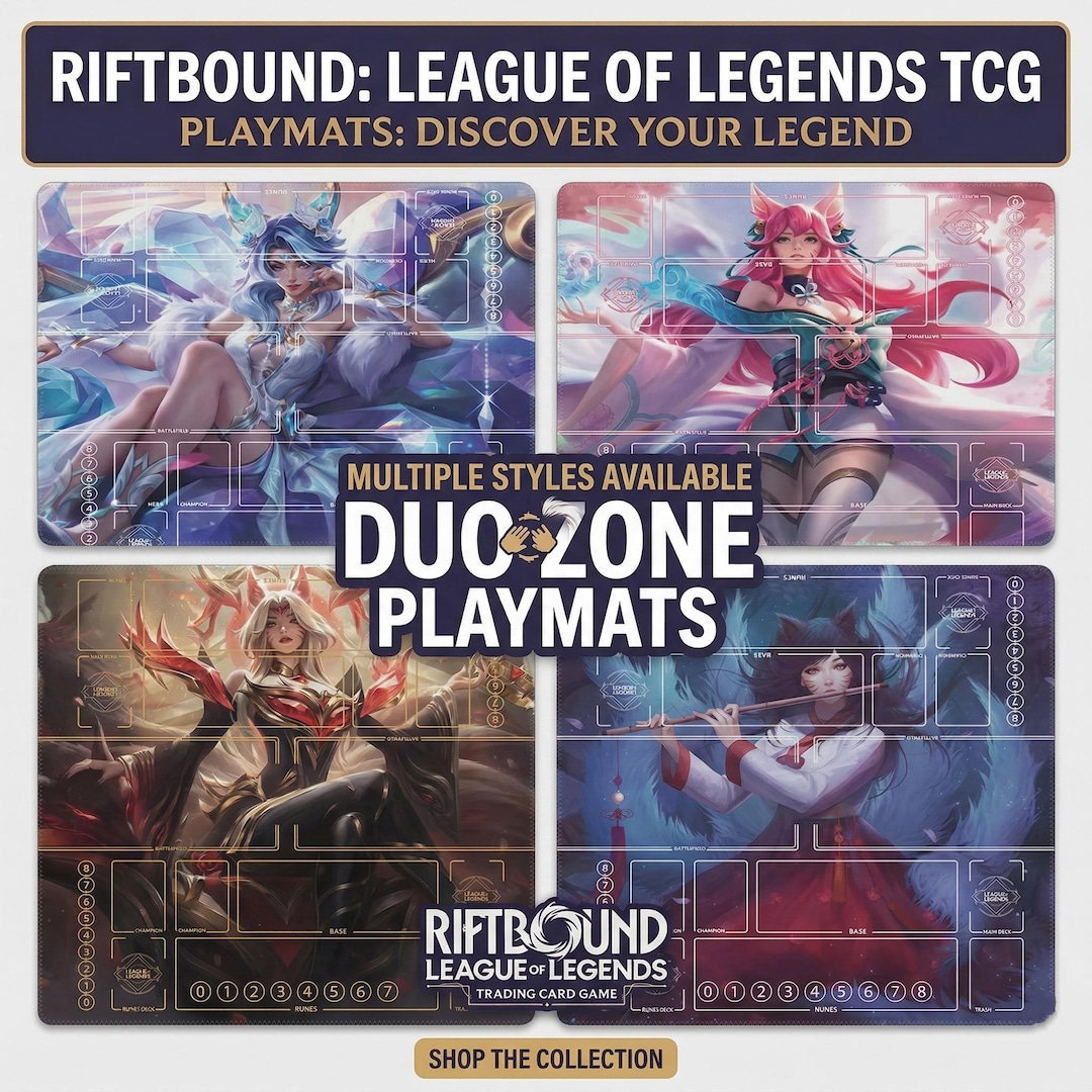 Ahri Riftbound Playmat Two Players - League of Legends Trading Card ...