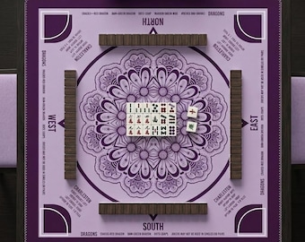 Mahjong Mat with Instructions and Charleston Rules | 80x80cm Table Accessory for Mahjong | Available in Multiple Colors