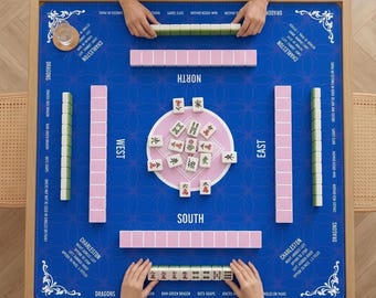 Custom Mahjong Mat Royal Blue, Non-Slip Noise Reduction Gaming Mat 31.5x31.5 Inch for Mahjong/Poker/Board Games/Card Games/Dominoes (Blue)