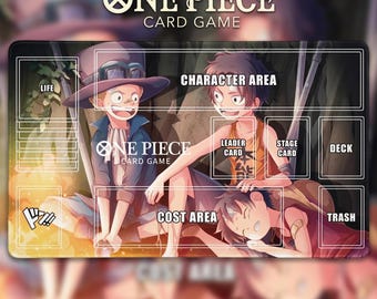 One Piece Card Game Playmat - ASL Brothers Young Luffy Ace Sabo - TCG Desk Mat with Zones - Anime Gaming Accessories - Gift for OP Fans
