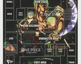 Roronoa Zoro 2 Player Playmat - One Piece Card Game Mat - OPCG TCG Custom Play Mat - Two Person Desk Mat - Anime Card Game Accessories