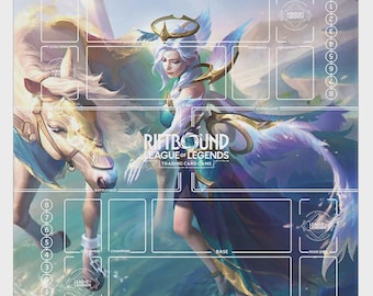 Soraka Riftbound Playmat Two Players - League of Legends Trading Card Game - Duo Zones Battlefield 24" x 24" inches (60x60 cm)