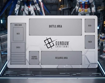 Gundam Card Game Playmat with Zones | 24x14 inches Card Mat for GCG Gift | Gray
