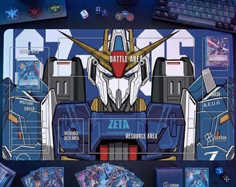 Zeta Gundam Playmat voor Gundam Card Game | MSZ-006 Mecha TCG-mat met zones | Grote anime-gamingbureaumat | Accessoire voor ruilkaartspellen