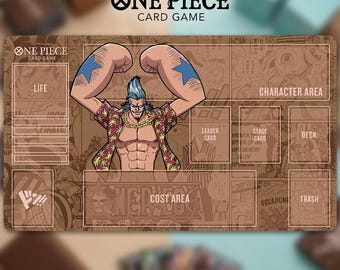 One Piece TCG Playmat Franky | Anime Card Game Mat with Card Zones | Custom TCG Desk Mat, Straw Hat Pirates Gaming Mousepad, Gift for Gamers