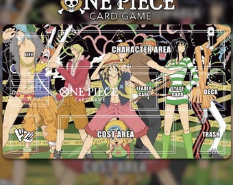 One Piece Card Game Playmat with Zones | Straw Hat Pirates TCG Desk Mat | Monkey D. Luffy, Zoro, Anime Gaming Mat | TCG Accessory