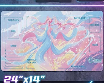 Lacus Clyne Gundam Card Game Playmat met zones | GCG-mat roze kersenbloesem 24 x 14 | Gundam SEED anime bureaumat | TCG-cadeau voor spelers