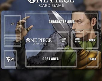 Crocodile One Piece Card Game Playmat | OPCG TCG Mat with Card Zones | Baroque Works Anime Tabletop Gaming Mat | Custom 24x14 Desk Mat Gift