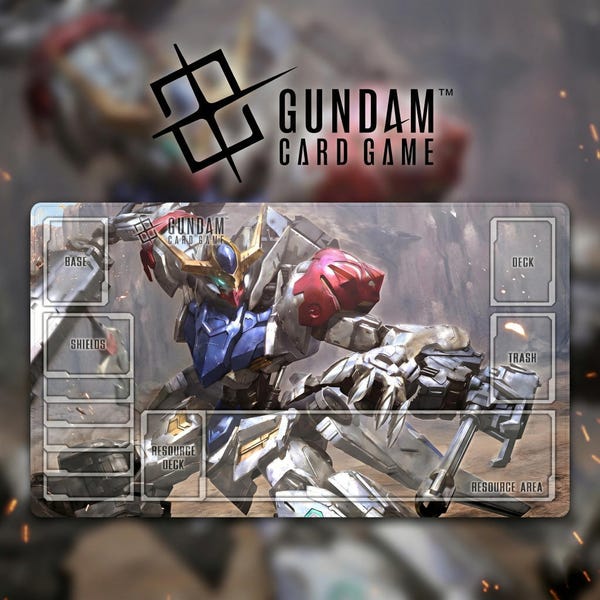 Gundam Card Game Playmat | Barbatos Lupus Rex Anime Desk Mat | TCG Gaming Mat | 24"X14" Inch Tabletop Trading Card Game Mat