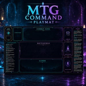 Commander Playmat with Zones – 24" x 14" MTG EDH Learning Mat, New Player Gift & Trading Card Game Accessory