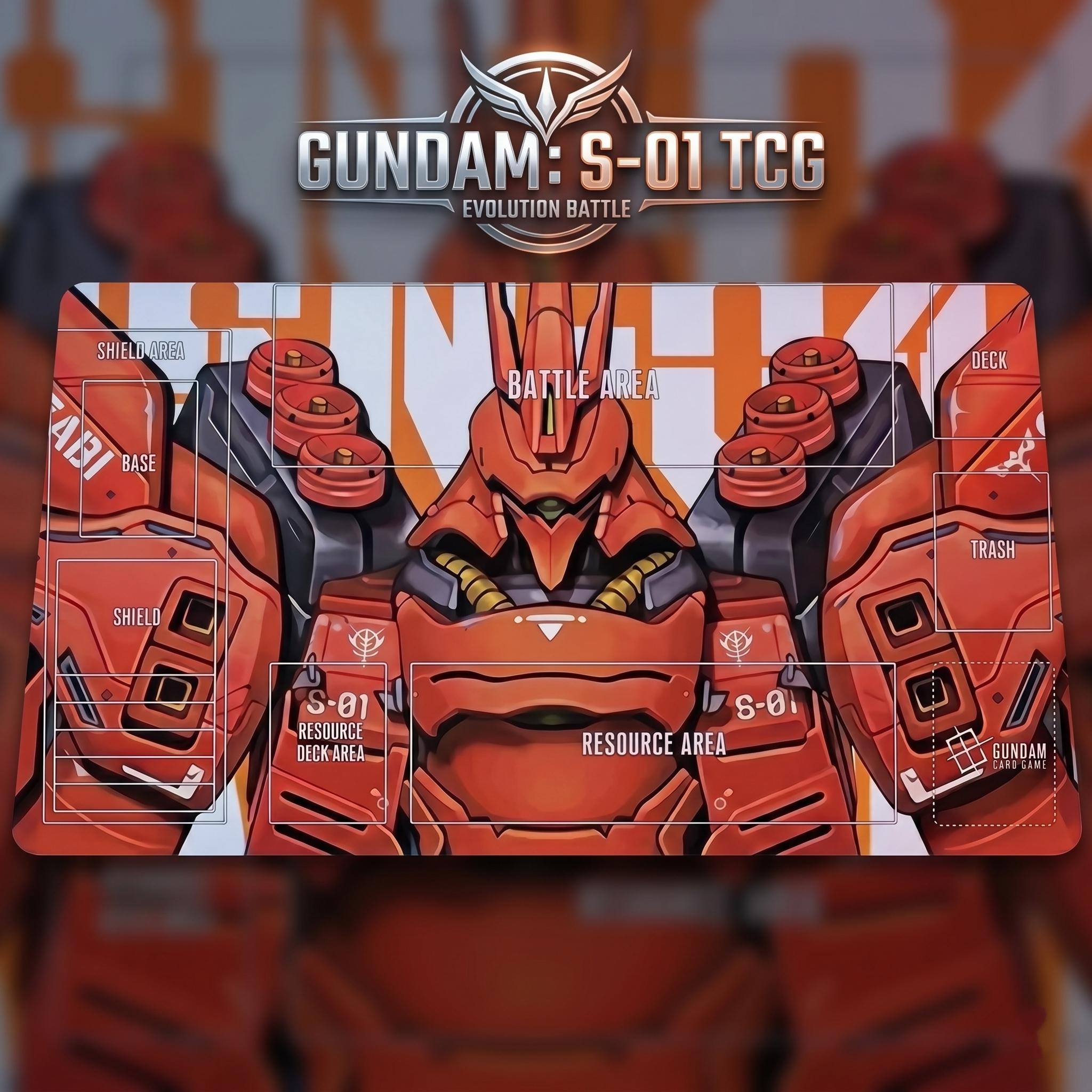 Sazabi Gundam Playmat - Char's Counterattack TCG Gaming Mat (24"x14")