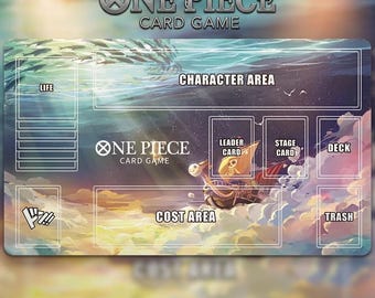 One Piece Card Game Playmat with Zones, Thousand Sunny Design, Premium TCG Desk Mat, Custom TCG Playmat for OPCG, Anime Card Game Mat