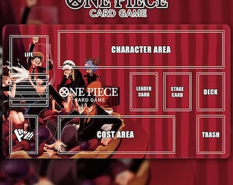 One Piece TCG Playmat with Zones | Luffy, Law, Ace & Chopper Suit Version | Custom Anime Card Game Mat | Desk Mat | Gift for One Piece Fans