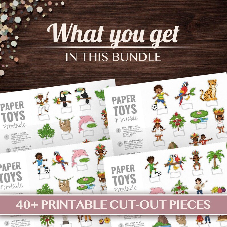 Brazil Printable Paper Toy Bundle | Craft Activity Cut Outs Diorama ...