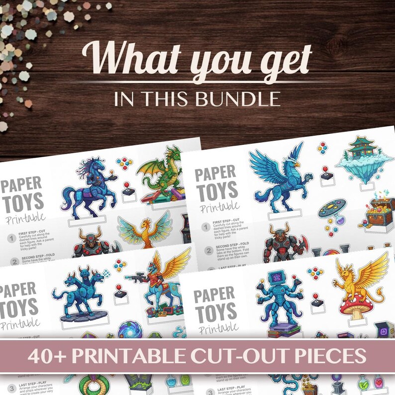 Paper Mythic Mythic Arcade Printable Paper Toy Bundle | Digital Cut Outs Craft ...