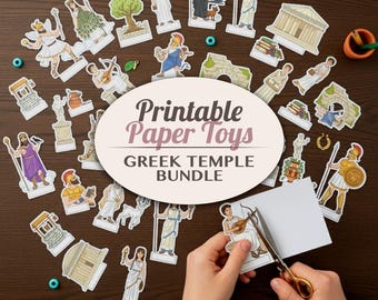 Greek Temple Printable Paper Toy Diorama | Ancient Landmark Cut Outs Craft Activity Kit