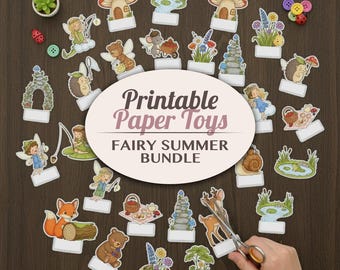 Fairy Summer Printable Paper Toy Bundle Cut Outs Craft Activity Diorama Craft