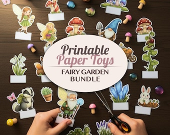 Fairy Garden Printable Paper Toy Bundle - Magical 3D Nature Set - Enchanted Woodland Craft for Kids Diorama Craft