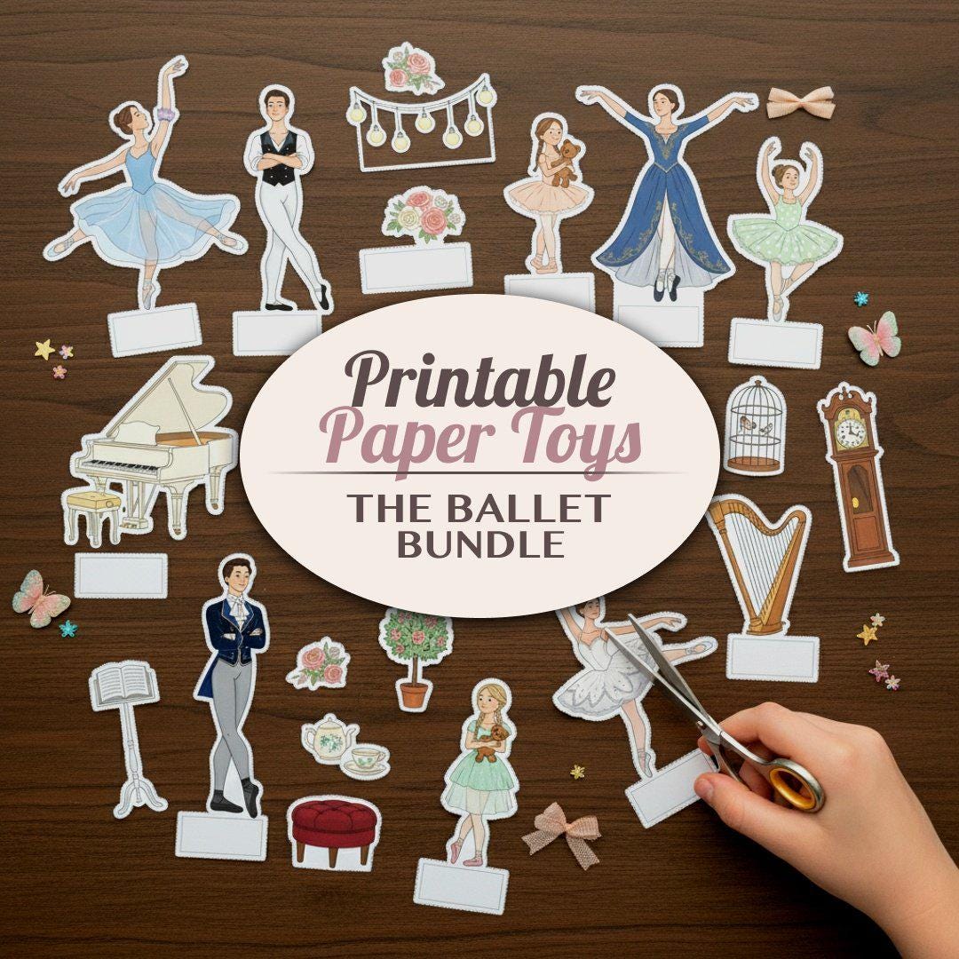 Ballet Printable Paper Toy Bundle - Ballerina Cut Out Craft Activity ...