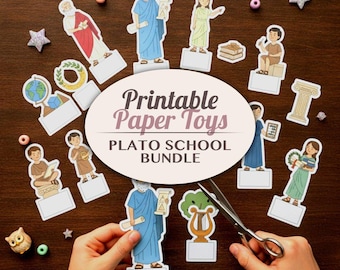 Plato School Printable Paper Toy Diorama | Ancient Greek Philosophy Craft Activity Cut Outs